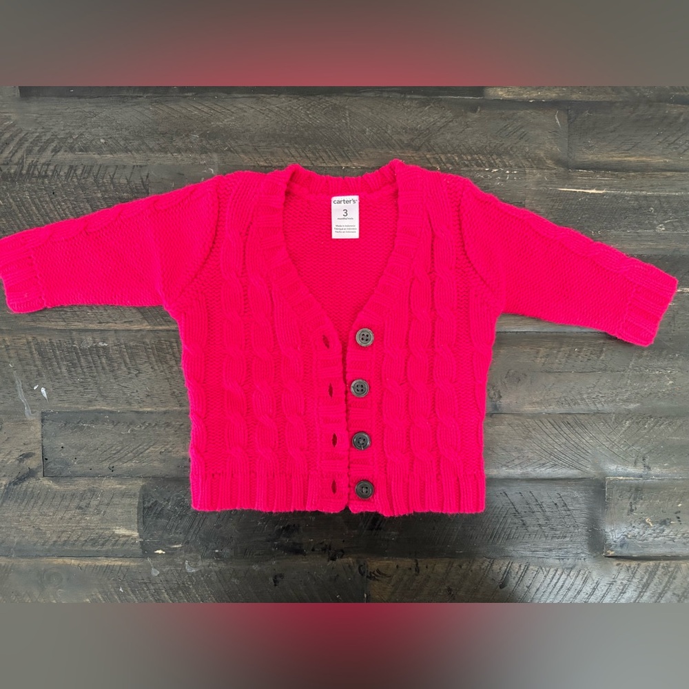👶 Carter’s Hot Pink Knit Baby Cardigan